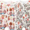 Unisex Summer Trendy 2-Pack Rompers Short Sleeve Zipped Bodysuit Infant Cotton Outfits