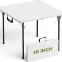 Folding Table, 36 Inch Square Foldable Card Table with Carrying Handle, Heavy Duty Fold-in-Half Portable Table No Assembly, Ideal for Picnic, Camping, RV Travel, Parties, BBQs, Crafting and Indoor Use