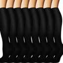 Graduated Copper Compression Socks for Men & Women Circulation 8 Pairs 15-20mmHg - Best for Running Athletic Cycling (Small-Medium, Black)