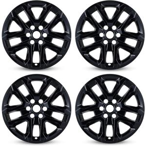 4-Pack Wheel Skins Compatible for 2018-2023 Chevy Traverse, 18 inch Wheel Skin Cover for 18-23 Traverse Black Color Hubcap Replacements