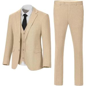 Retro 3 Piece Suit Tweed Herringbone Men's Suits Slim Fit Groom Tuxedos Set Prom Brown Grey Jacket Blazer Vest Pants, Size: XL