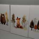 QMWIDKL Woodland Nursery Canvas Wall Art Jungle Wild Animals Pictures Wall Decor Cute Forest Bear Fox Paintings Prints Artwork For Girls Boys Kids Baby Room Woodsy Theme Watercolor(16x24 inch)