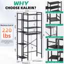 Kalrin 8-Tier Over The Toilet Storage with Side Rack, Over Toilet Storage Rack with Adjustable Shelf & Drain Basket, Freestanding Bathroom Organizer for Balcony, Laundry (Pure Black)