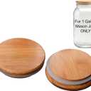 [2 Pack] Bamboo Lids for 1 Gallon Mason Jars ONLY  Bamboo Cover with Silicone Seal  Fits 3.65"3.85" Inner Opening (9398mm)  NOT for Standard Wide Mouth Jars (3.38"/86mm)  Please Measure First