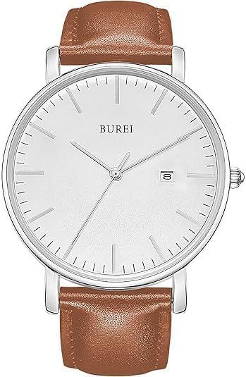 BUREI Men Watches Fashion Minimalist Analog Calendar Quartz Waterproof Watches for Men Women Student.