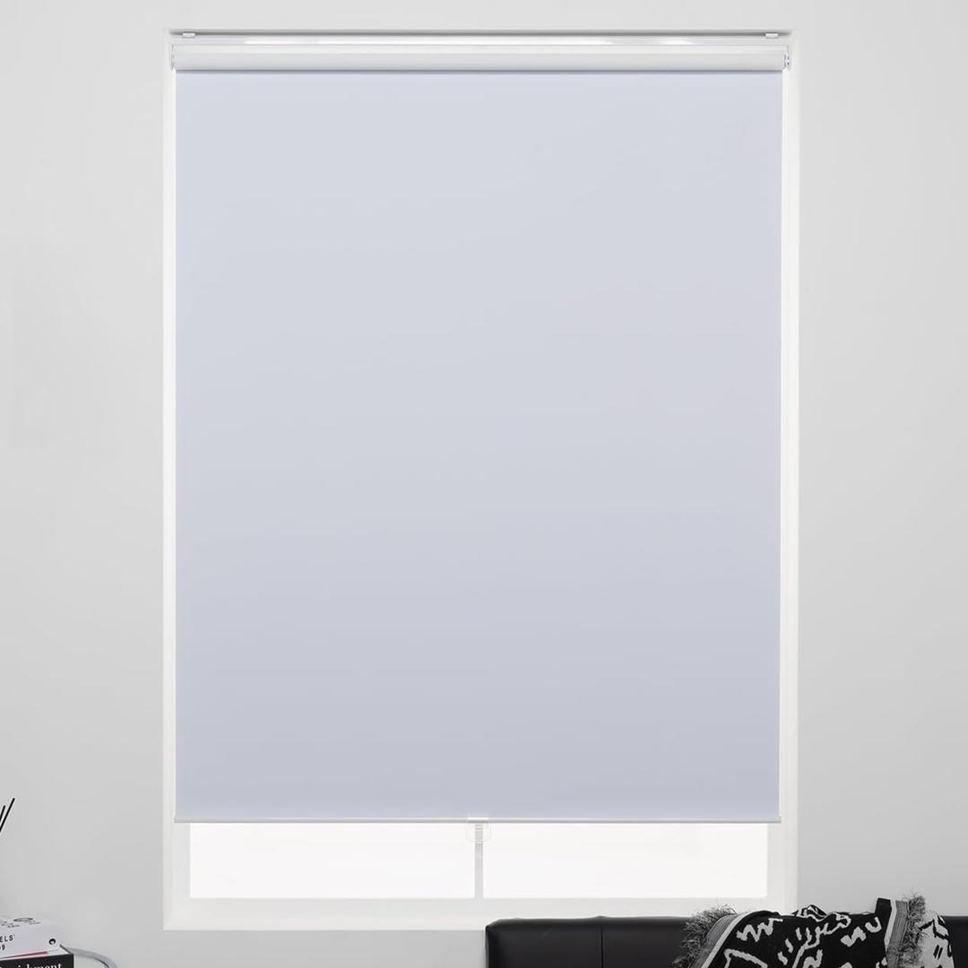 KALYSIE Cordless Roller Shades 100% Blackout Blinds for Windows and Doors, Pull Down Room Darkening Window Shades, Easy to Install for Home and Office, White, Fixed 75 Inches High, 51 Inches Width