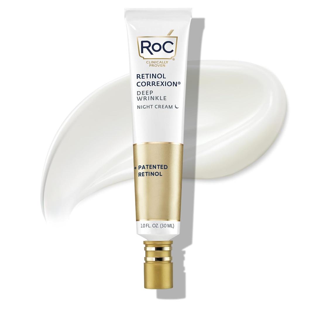 RoC Retinol Correxion Night Cream for Deep Wrinkles, Anti Aging Skincare Treatment Women and Men, 1.0 oz 