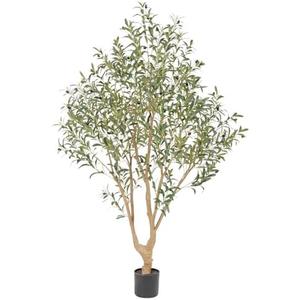 Nafresh Majestic Faux Olive Tree 6ft – Artificial Olive Tree Indoor & Outdoor with Lifelike Leaves & Textured Branches for Living Room, Office, Entryway, Patio