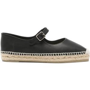 Women's Raffia Espadrille Fisherman Sandals Buckle Mary Jane Flats Platform Strappy Ballet Shoes Casual Loafers for Office Wedding Party (11, Black)