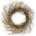 Artificial Twig Fall Front Door Wreath 24 Inch Autumn Cream Berry Wreath with Eucalyptus Leaves and Grapevine for Farmhouse Window Christmas Hanging Home Decor