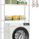 VEVOR Over The Washer and Dryer Storage Shelf, 3 Tier Laundry Room Drying Rack with Hanger Rod and Hooks, Adjustable Over Washer and Dryer Shelves, Laundry Room Shelf Storage Space Saver, White