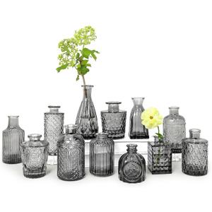 Bud Vase Set of 9, Black Bud Vases in Bulk, Small Flower Vases for Centerpieces, Mini Vintage Vase for Rustic Wedding, Home,Table Decoration
