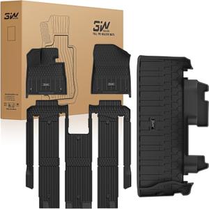 3W Floor Mats & Cargo Liner Fit Toyota Sienna 2024-2026 (Only for Platinum Version with Refrigerator) TPE Custom Fit Floor Liner and Trunk Mat for Sienna 7 Seat (w/o Spare tire)