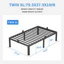MAF 18 Inch Twin XL Bed Frames with Round Corner Legs Mattress Slide Stopper No Box Spring Needed Heavy Duty Metal Platform Bed Frame Under-Bed Storage Space, 3000 LBS Steel Slats Support