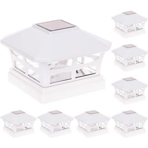 GreenLighting Mission Solar Post Cap Lights Fits 5x5 PCV/Vinyl Outdoor Solar Powered Post Cap Light, Fence Post, Landscaping, Deck, Garden- Bright LED, Waterproof White 8 Pack