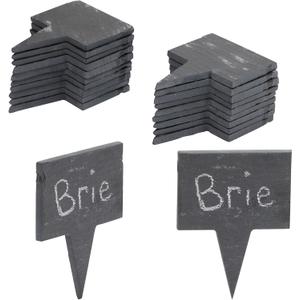 Juvale Slate Cheese Board Labels - Reusable Slate Tags for Charcuterie Accessories - Cheese Markers for Charcuterie Board - Food Signs for Buffet - 20 Pc, 6 Chalk, 2 Bags, 2x2.7in, Gray/White
