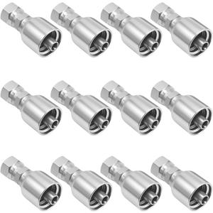 12 Pack 3/8" Hose x 3/8" JIC 37 Hydraulic Fittings, Female Swivel Crimp Coupling with Zinc/Chrome Plating, for Hydraulic Systems Construction Agricultural Equipment