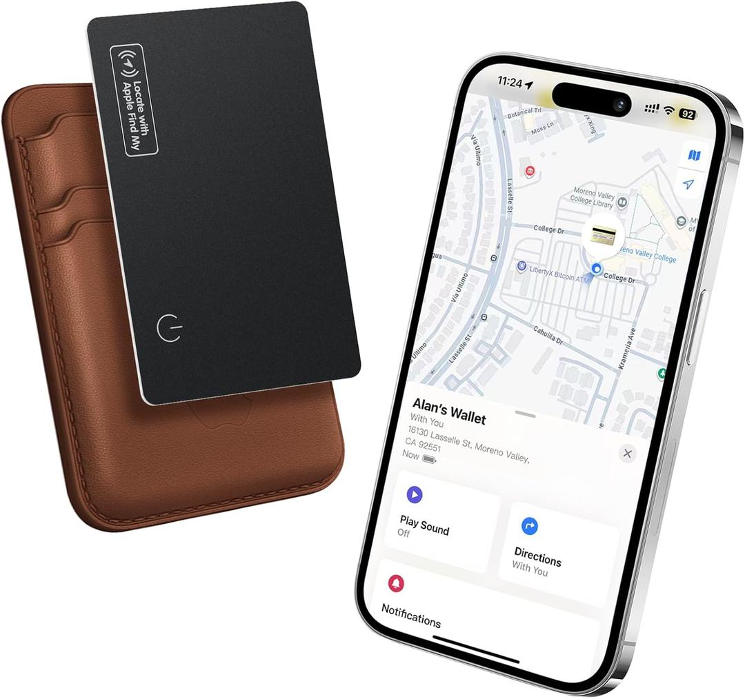 Ultra Slim Air Card Tag: 2025 MFi Certified Wallet Smart Tracker Card - Compatible with Apple Find My Wallets Finder Tracking Cards Tags, Keep Track Item Locator of Luggage, Passport, Purse, Backpack (1 Pack Black)