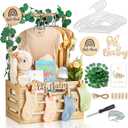 Wooden Baby Shower Crate Closet - Personalized Baby Gift Baskets with Hangers, Large Newborn Boys Girls Clothes Storage Box for Newborn New Parent