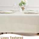 MikiUp Faux Linen Tablecloth - Slubby Textured Weaves Table Cloth for Rectangle Tables, Wrinkle Free Washable Fabric Table Cover for Dining, Farmhouse, Beige 60 x 84 Inch