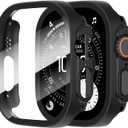 Suoman 2-Pack for Apple Watch Ultra 3/2/1 49mm Case, Ultra-Thin Tempered Glass Screen Protector, All-Around PC Protection Cover for iWatch Ultra 49mm 3/2/1r - Black