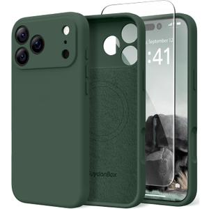 Magnetic for iPhone 17 Pro Case, Compatible with MagSafe, [Full Camera Protection][Screen Protector] Silicone Shockproof Protective Phone Case for iPhone 17 Pro 6.3", Alpine Green