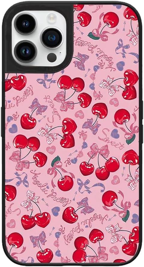 Cherry Phone Case for iPhone 15 Pro - Slim Shockproof Hard Shell, 5ft Drop Protection, Cute Aesthetic Fruits Pattern, Gift for Teens and Women