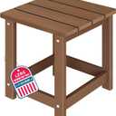 LZRS Square Patio Side Table, Heavy Duty HDPE Outdoor End Table with Wood Texture, Weatherproof Composite Table for Adirondack Chairs, Deck, Pool, Indoor/Outdoor, No Peeling or Cracking(Brown)