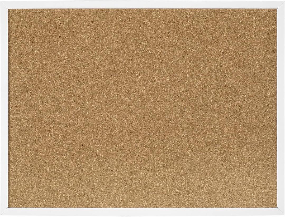 FEBSNOW Cork Board Bulletin Board 23 x 15.7 Inches with Rectangle White Frame Hanging Pin for Walls Office Message Board or Vision Board Decoration