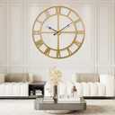 60 Inch Large Wall Clock for Living Room Decor  Easy-Assembly (KD) Silent Non-Ticking Modern Farmhouse Wall Clock, Oversized Decorative Metal Roman Numeral Clock (Gold, 60 Inch)
