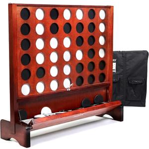 SPORT BEATS Giant Wooden 4 in a Row Connect Game 2.7 Ft Indoor/Outdoor, 33.2 inches x 29 inches x 3.3 inches