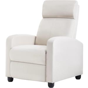 BestMassage Recliner Chair for Living Room Modern Wingback Sofa Home Theater Seating Push Back Reclining Chair with Lumbar Support (with Massage, Textile Beige)