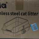 Stainless Steel Litter Box with High Sides, XL High Sided Cat Litter Pan, Open Top Extra Large Metal Cat Litter Box, Non-Stick, Odor Free, Leakproof, Scoop Included, Gray