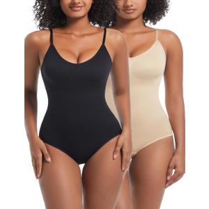 HUGINOCT Body Shaper Tummy Control Seamless Shapewear for Women Under Dress Shirts Light Compression Bodysuit