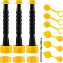 Gas Can Spout Replacement, Gas Can Nozzle (3 Kit-Black) for 1/2/5/10 gal, Easy to install, Durable, Replacement of old cans includes nozzle, Vent caps, Rubber gasket, Drill bits, Auxiliary base cap