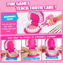 ULOVEME Kids Dentist Play Set Pink with Braces /Removable Teeth /Retainer - Doctor Kit for Toddlers 3-5 - Educational Toys for 4+ Year Old Girls - Pretend Play Toy for Ages 5-7 (Fushia)