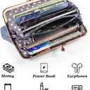 Geninue Leather Wallet with RFID Blocking Clutch Kiss Lock Purse,Multi-Compartment Card Holder,Phone Bag for iPhone 17 16 15 14 13 Pro Max,Gift for Women Mum Daughter Granddaughter (Blue)