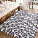 COZYLOOM Ultra Soft Indoor Modern Area Rugs 8x10 Shag Area Rug Luxurious Thick Plush Shag Fluffy Rug Indoor Shag Living Room Carpets for Children Bedroom Nursery Playroom Dorm Kids Room White/Grey