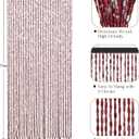 35.5" x 75" Bamboo and Wood Beaded Curtain for Doorway 52 Strands Handmade Bohemian Door Beads Curtain Boho Hanging Room Divider for Bedroom Living Home Decor, Wine Red