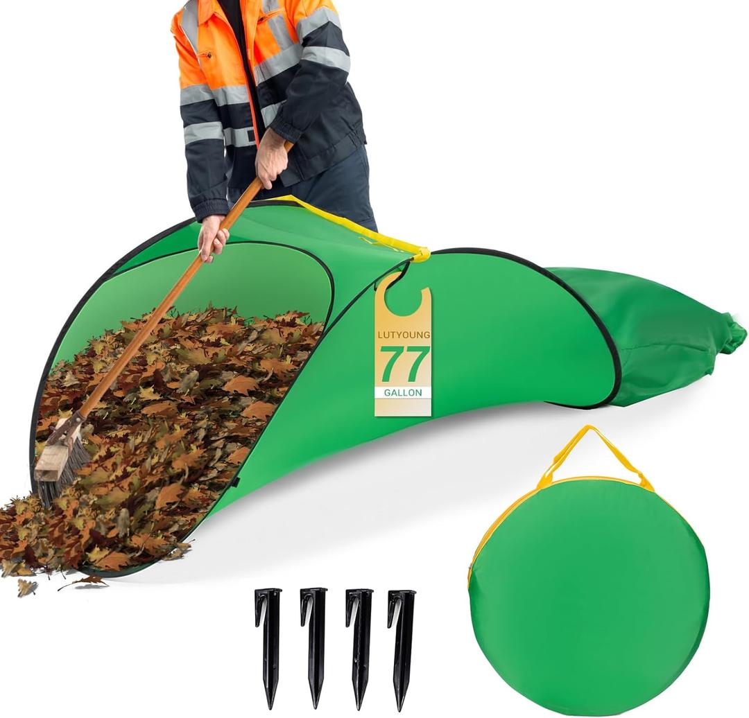 Leaf Collector, Upgraded Leaf Bags, 77 Gallon Garden Bag, 230D Thickened Reusable Yard Waste Bag, Portable pop up Trash can, Yard Tools for Push Lawn Sweeper, Leaf Vacuum, Lawn Bags Brown Paper