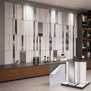 Geelin 4 Pack 3D Wall Panels Peel and Stick Fluted, White, Silver