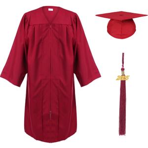 Unisex Adult Matte Graduation Cap and Gown Tassel Set (51''FF(5'6''-5'8''), Maroon)
