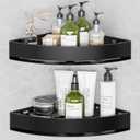 Black Corner Shower Caddy - Rustproof Aluminium Triangle Shower Shelf - No Drill & Drill Installation - 2 Bathroom Shelves Wall Mounted (20LB Capacity/Tier)