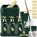 WSBArt 17PCS Bathroom Accessory Set Bathroom Set Hunter Green Bathroom Accessories,Toilet Brush, Trash Can, Qtip Holder Dispenser& 3PCS Soap Dispenser Hunter Green