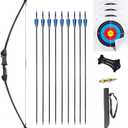 45" Youth Bow and Arrows Set for Kids 8-12 Teens Recurve Archery Beginner Gift Longbow Kit, Outdoor Hunting Play Gift Toys, 9 Arrows, 4 Target Face for Backyard Game Age 12-14 14-16 (Black)
