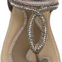 UBFEN Womens Bohemian Flat Sandals With Back Strap Summer Beach Comfortable Bling (6)