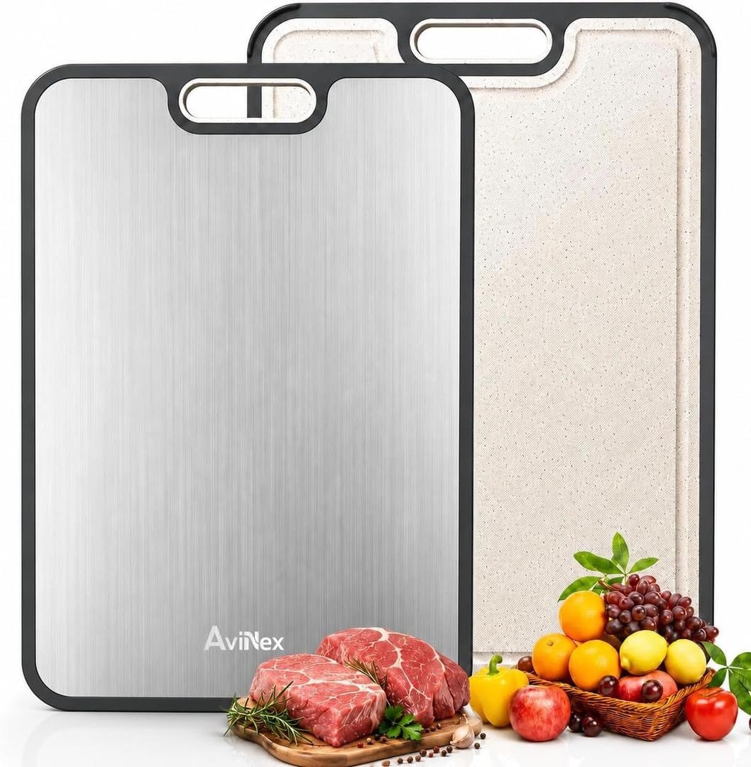 Titanium Cutting Board for Kitchen, 18" x 12" Double-Sided Chopping Board, 18"L x 0.6"W