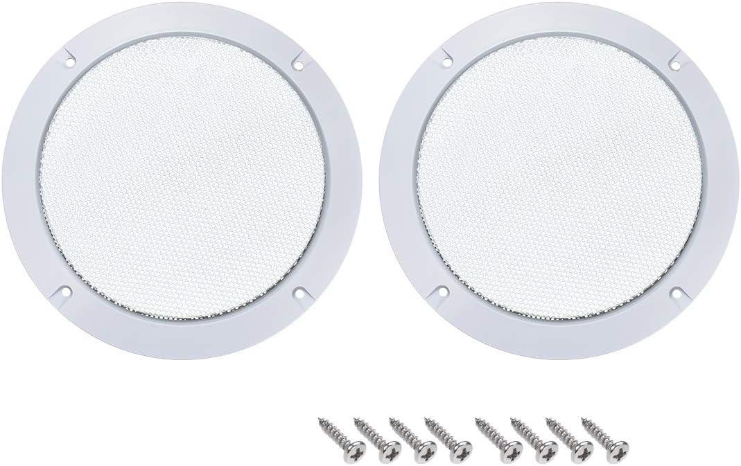 uxcell 2pcs 5" Mounting Hole Diagonal Distance Speaker Grill Mesh Decorative Circle Woofer Guard Protector Cover White