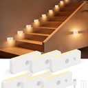 Yiliaw Motion Sensor Night Lights Indoor - Rechargeable Stick-On Stair Lights with Wireless Magnetic Mount, Adjustable Brightness & 3 Color Temps for Hallway, Stairway, Bathroom, Closet (6-Pack) (White)
