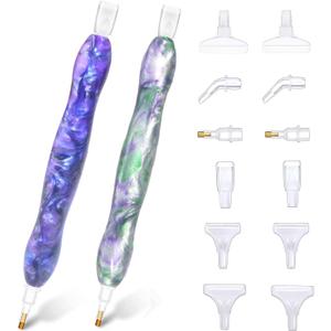 Praise V Do 2PC Diamond Painting Art Drill Bead Dotting Gem Dot Pen Accessories Picker Tools Kit for Adult, Nail Art Embroidery Decoration Stylus (Purple Orchid)